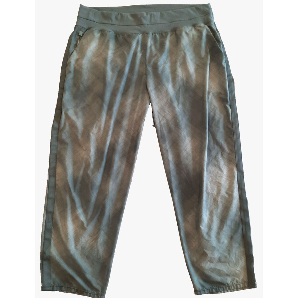Athleta Nolita Slim Tapered Crop Pants  Zip Pockets Stretch Green Women's 18